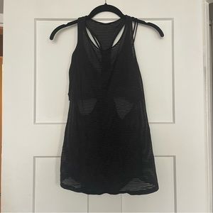 Lululemon Black and Mesh Striped Tank with Built in Bra
